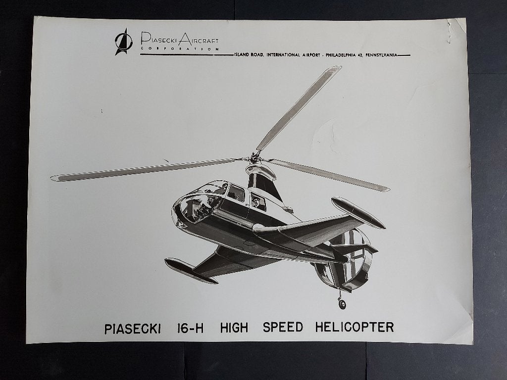 Foto van een tekening van een Piasecki 16-H (F824), Ophalen of Verzenden, Gebruikt, Kaart, Foto of Prent
