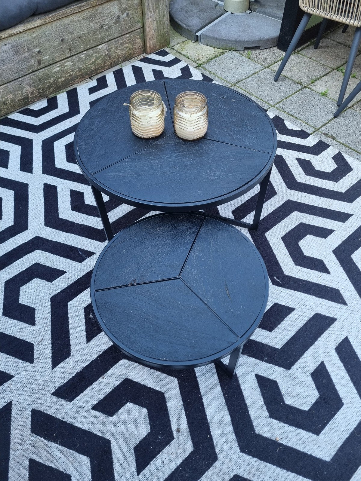 Prachtige set Salontafels zwart eiken, Ophalen, 50 tot 100 cm, 50 tot 100 cm, Zo goed als nieuw