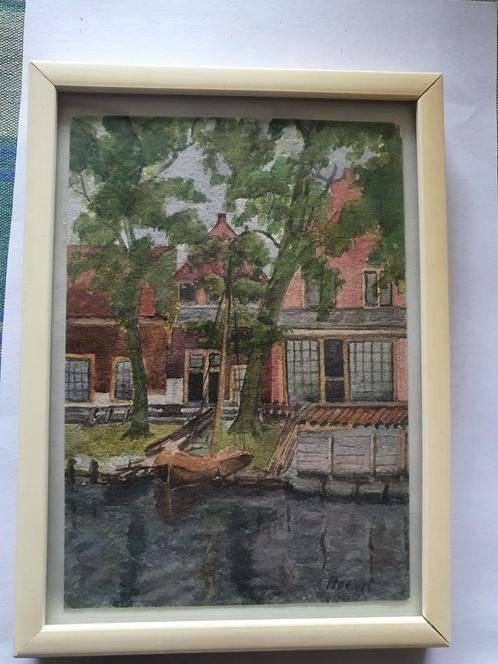 1885 Hoorn Frances Annie Eastwood (1859-1941) Slapershaven, Antiek en Kunst, Kunst | Schilderijen | Klassiek, Ophalen