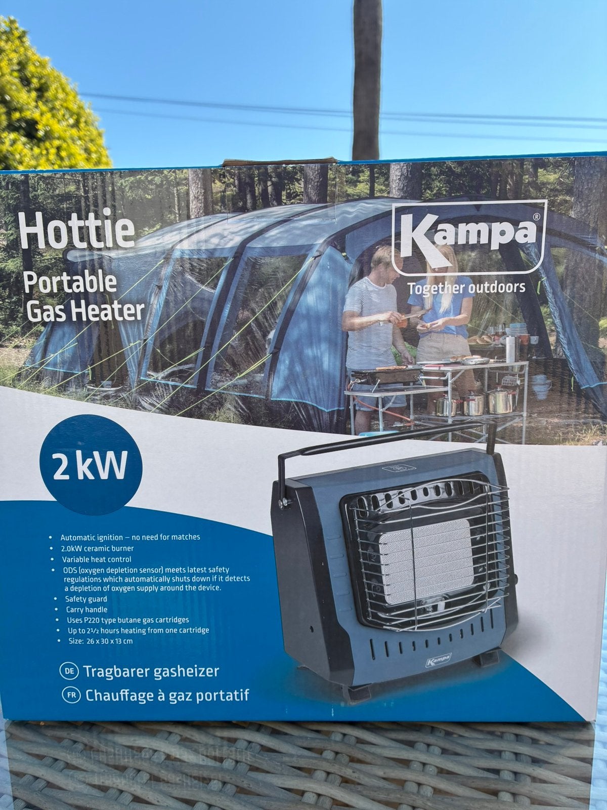 Kampa Hottie Draagbare Gaskachel 2kW - in doos, Ophalen, Zo goed als nieuw