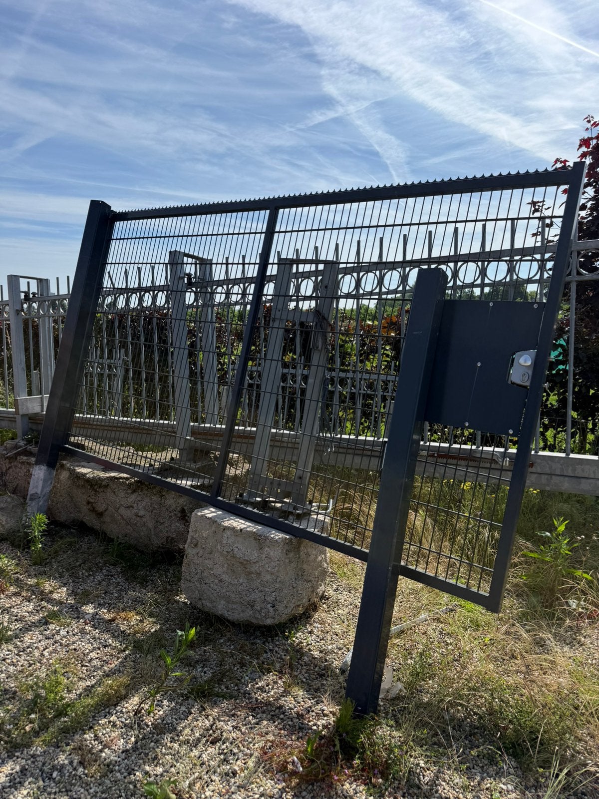 IJzeren Poort Antraciet Grijs 360 x 200 cm Stalen Draaipoort, Tuin en Terras, Tuinhekken en Hekwerk, Ophalen, Gebruikt, IJzer