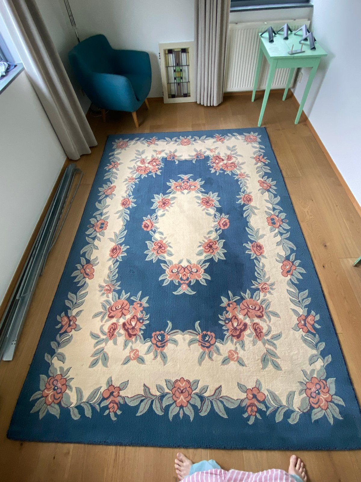 Gebloemd kleed, Ophalen, Gebruikt, Blauw, 150 tot 200 cm