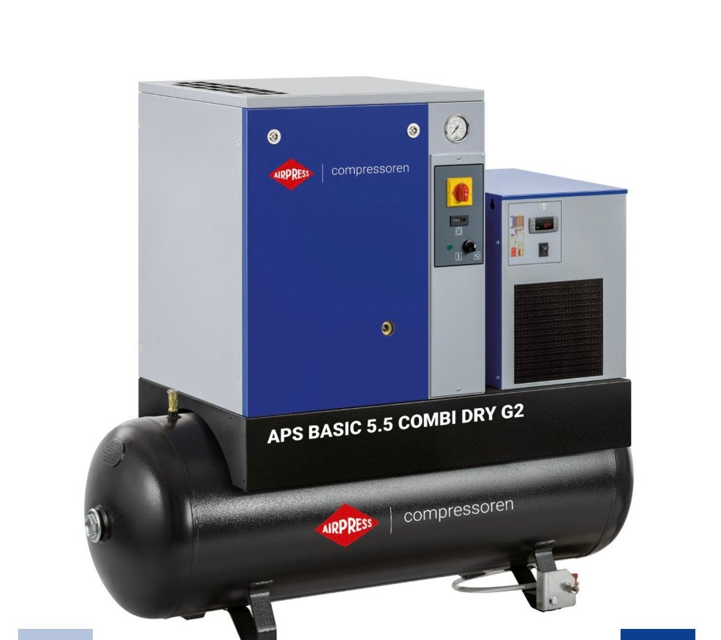 OPRUIMING!!! AIRPRESS APS5,5 combidry schroefcompressor, 100 liter of meer, Ophalen, Zo goed als nieuw