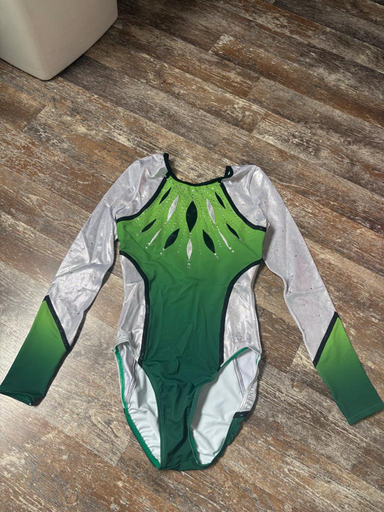 RC Leotards Turnpakje Groen/Zilver, Maat 38/40 (M), Ophalen of Verzenden, Groen, Fitness of Aerobics