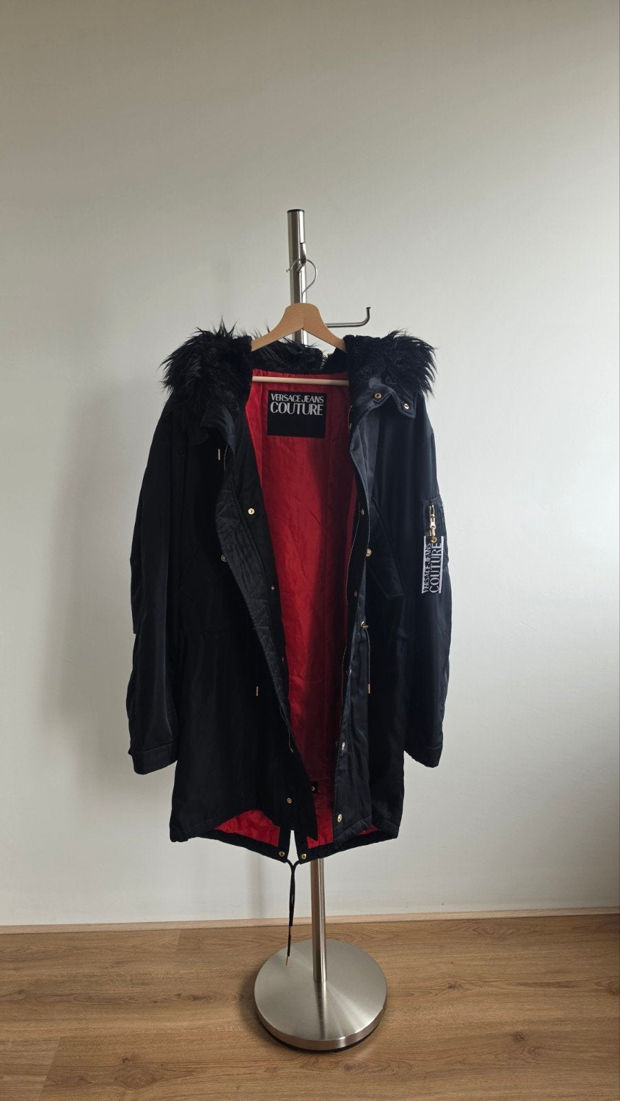 Versace Jeans Couture Parka size 48, Ophalen, Maat 48/50 (M), Zwart, Zo goed als nieuw