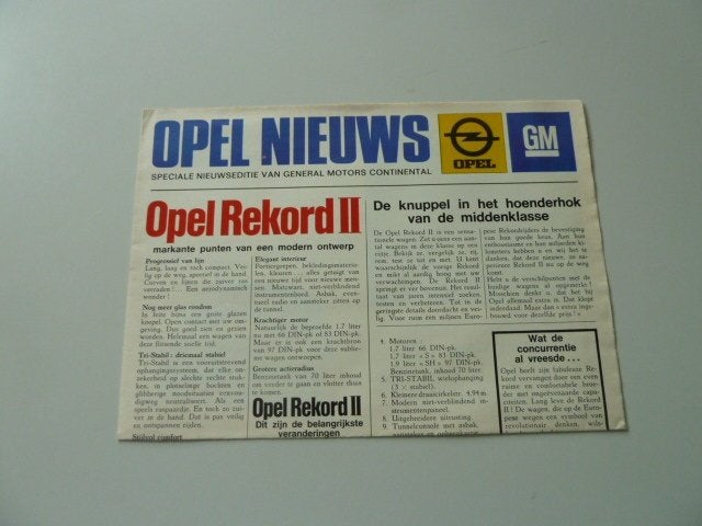 1971 Opel Nieuws Manta, Kadett, GT, Rekord Admiral Commodore, Verzenden, Gelezen, Opel