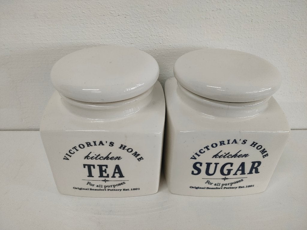 Thee en suikerpot (Outlet De Overkant), Gebruikt, Keramiek, Overige typen, Ophalen of Verzenden