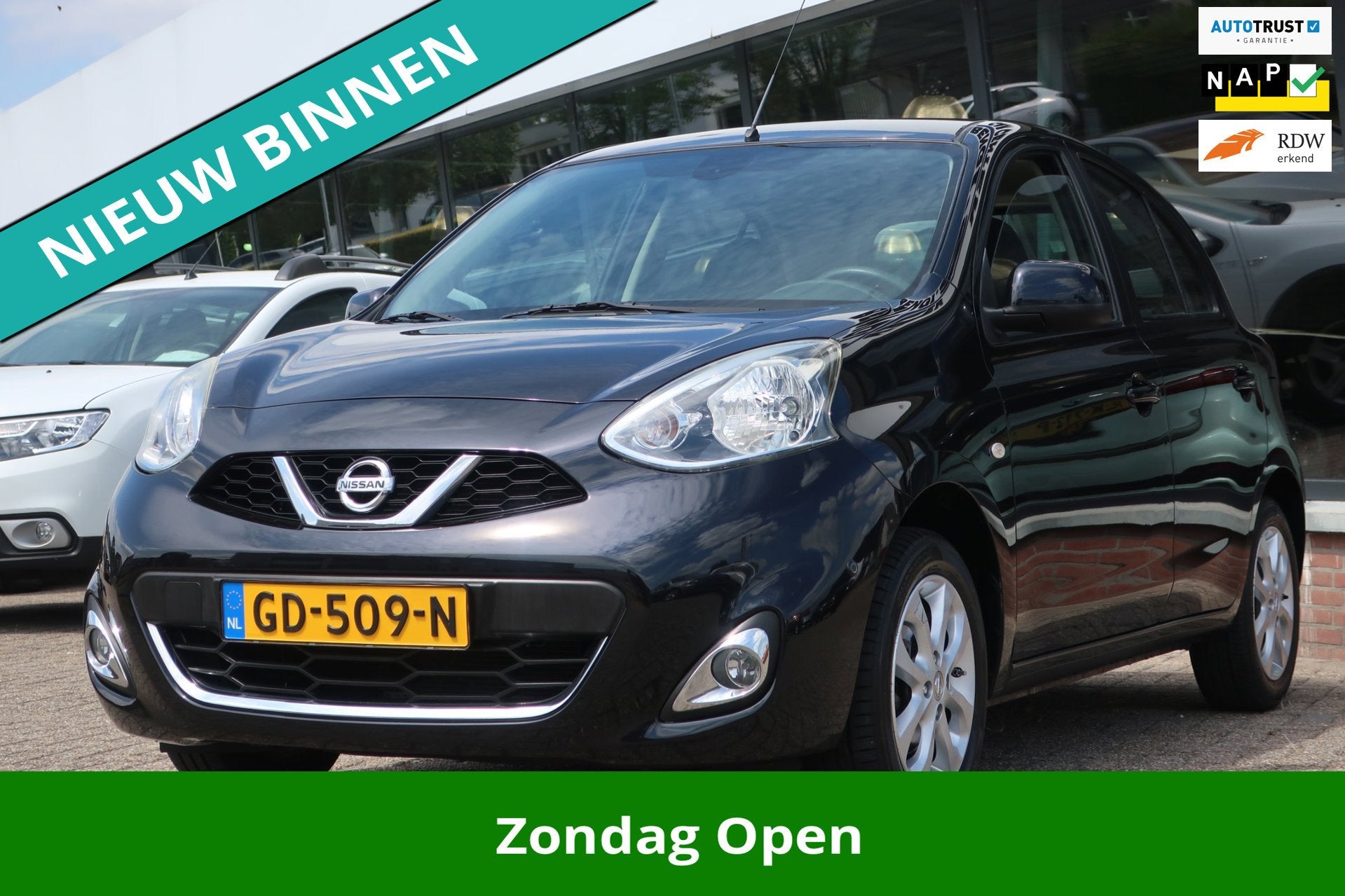 Nissan Micra 1.2 Connect Edition 1e EIG_CLIMA_CRUIS_NAVI_PDC, Euro 5, Stof, Zwart, Origineel Nederlands
