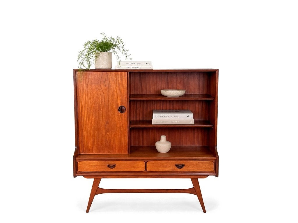 Vintage design kasten | Collectie van Frümel, Ophalen, 100 tot 150 cm, Met klep(pen), Teakhout