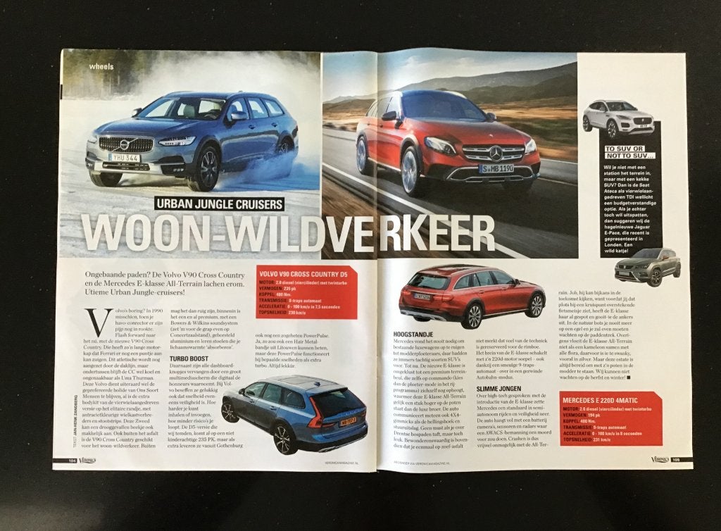 Artikel Volvo V90 Cross Country D5 + Mercedes E 220D 4Matic., Verzenden, 1980 tot heden, Nederland, Knipsel(s)