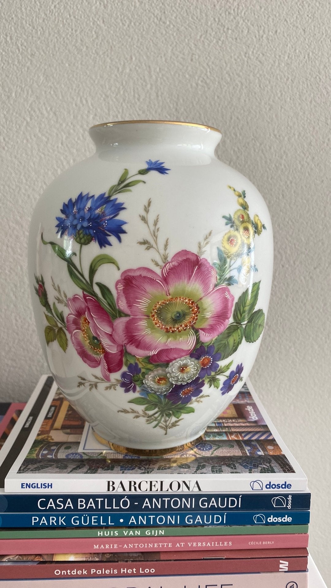 vintage vaas bloemen 20cm van het Spaanse merk EME, Ophalen of Verzenden