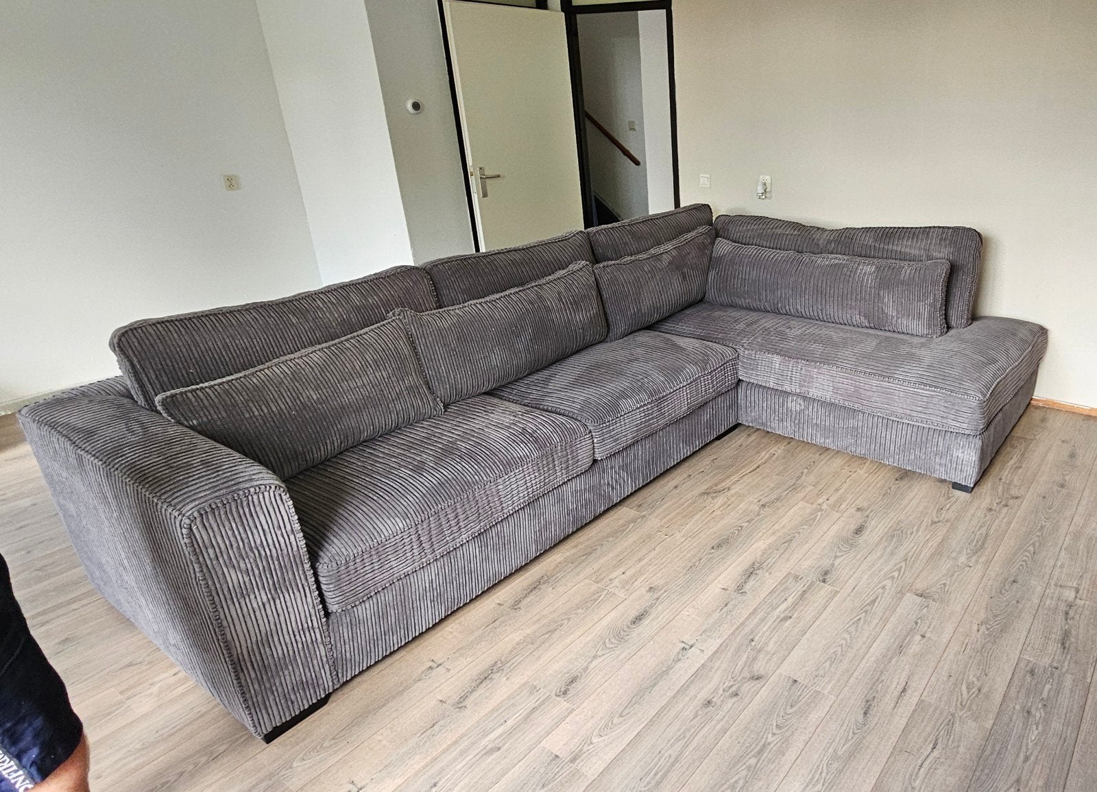 Ribstof Hoekbank - 1,5 jaar oud - 350x250 cm, Ophalen, Gebruikt, Hoekbank, 300 cm of meer