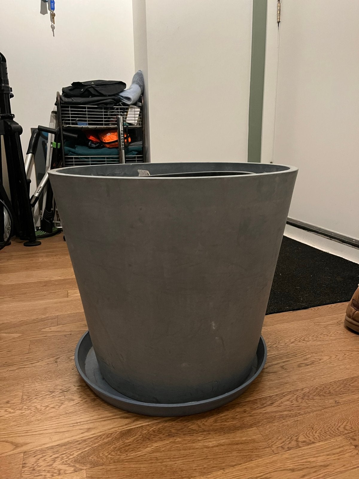 Ecopots bloempot grijs 50×44 cm met bijpassende schotel