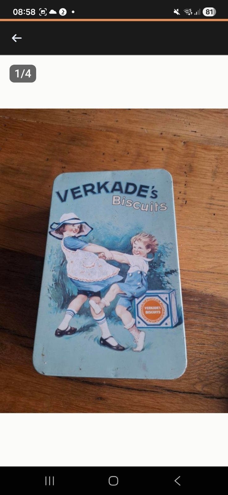 VERKADE's  biscuits blikken koektrommel, Ophalen of Verzenden