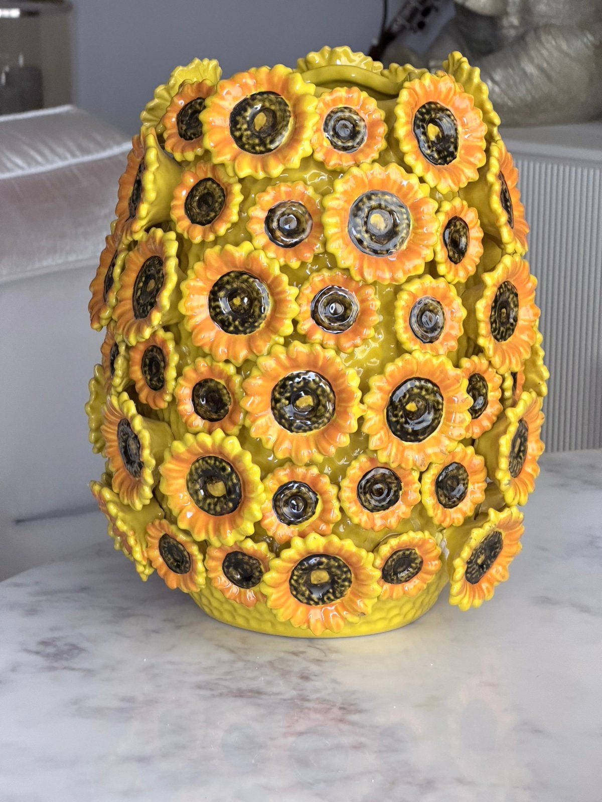 Zonnebloem vaas Nieuw, Ophalen, Triesflowerartist@outlook.com, Geel, Nieuw