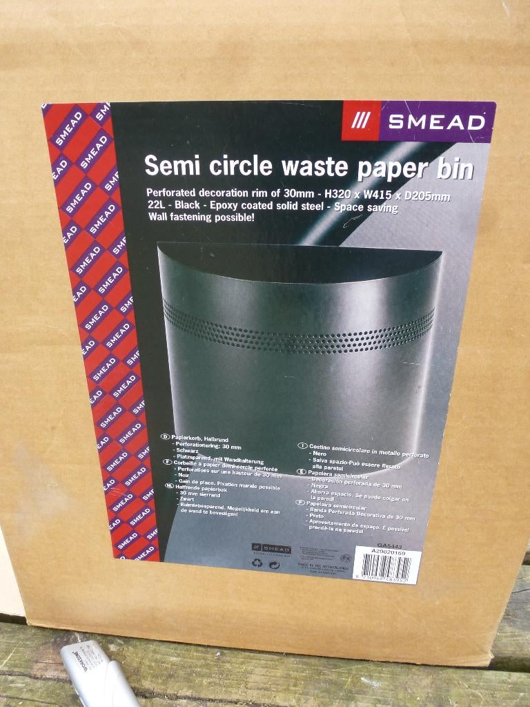 halfronde papierbak van het merk SMEAD , zwart, Nieuw, Ophalen of Verzenden, 20 tot 30 liter, Metaal