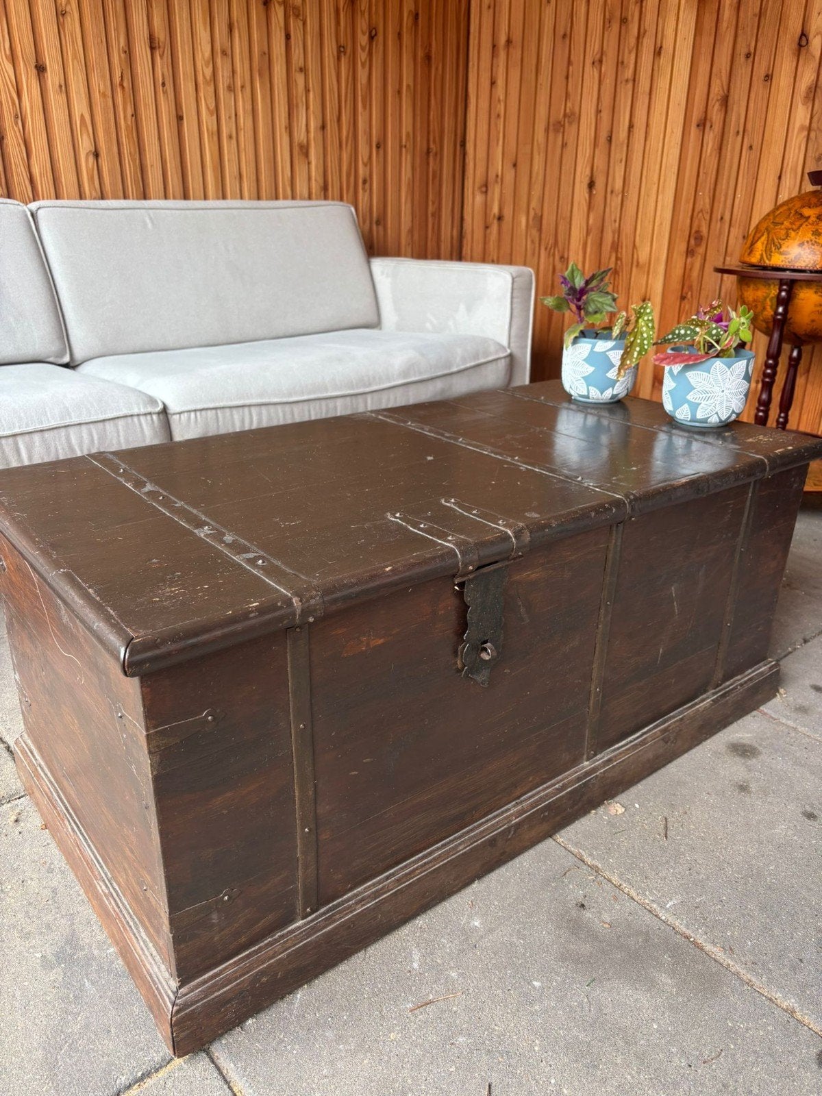 Vintage Houten Kist met Wijnrek en Opbergruimte, Huis en Inrichting, Woonaccessoires | Kisten, Ophalen, 50 – 75, Gebruikt, 100 tot 150 cm