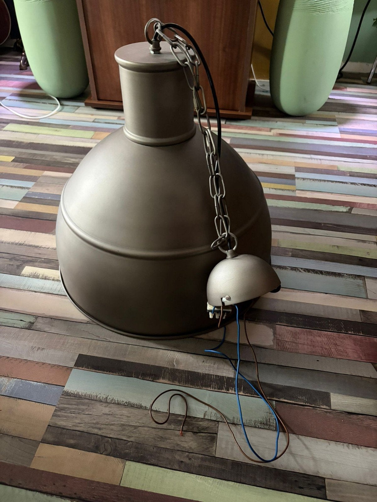 Grote industriële hanglamp, metaal, grijs, Ophalen, Gebruikt, Overige fittingen, Metaal