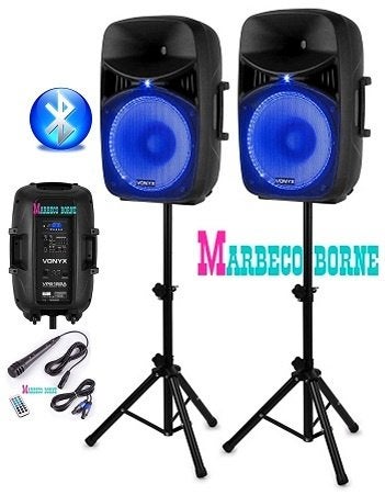 Luidspreker set, statieven, Speaker set, Plug & Play 1000W, Inclusief kabels, Vonyx, Overige typen, Nieuw