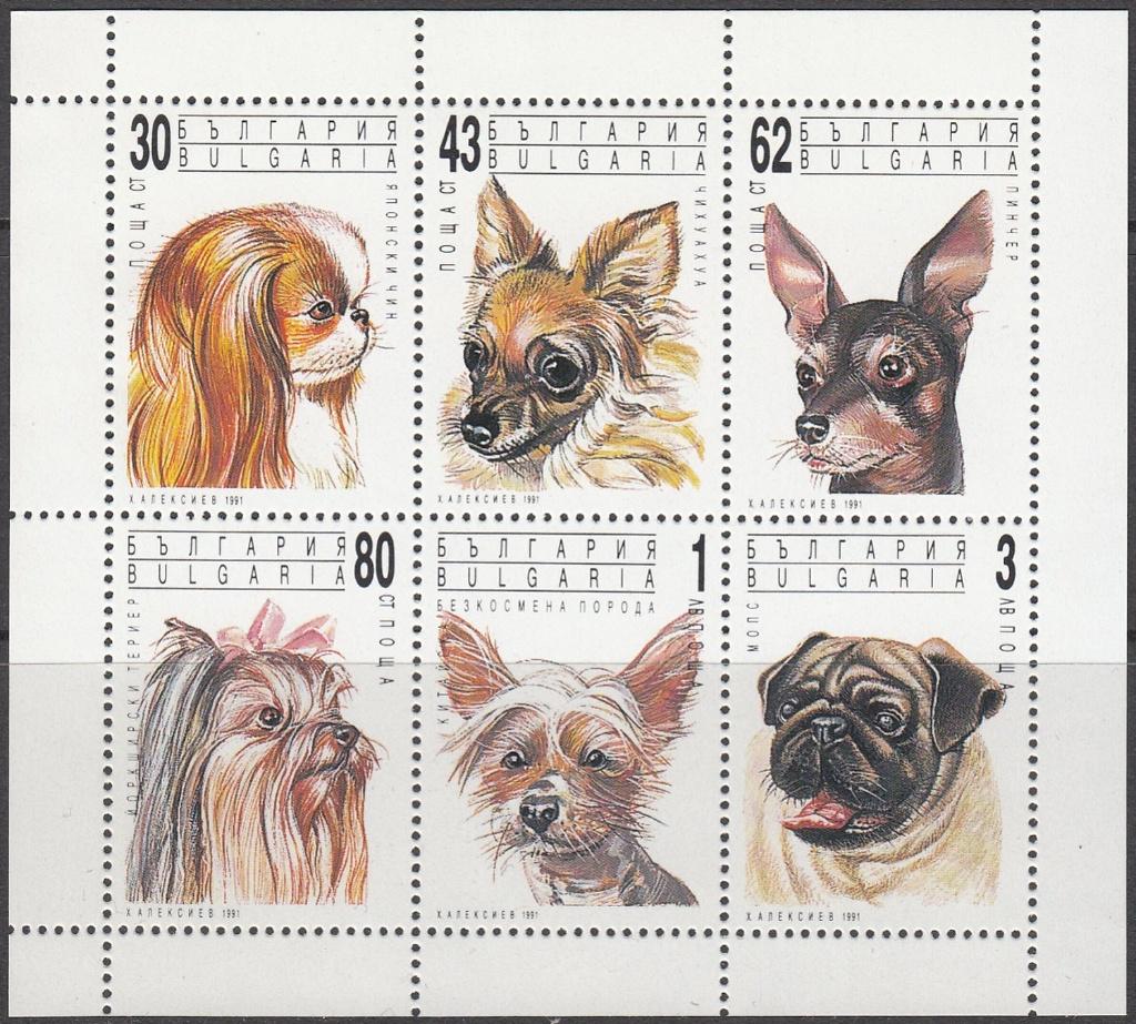 Honden Bulgarije Michel 3929/3924 in blokje postfris, Ophalen of Verzenden, Postfris, Dier of Natuur