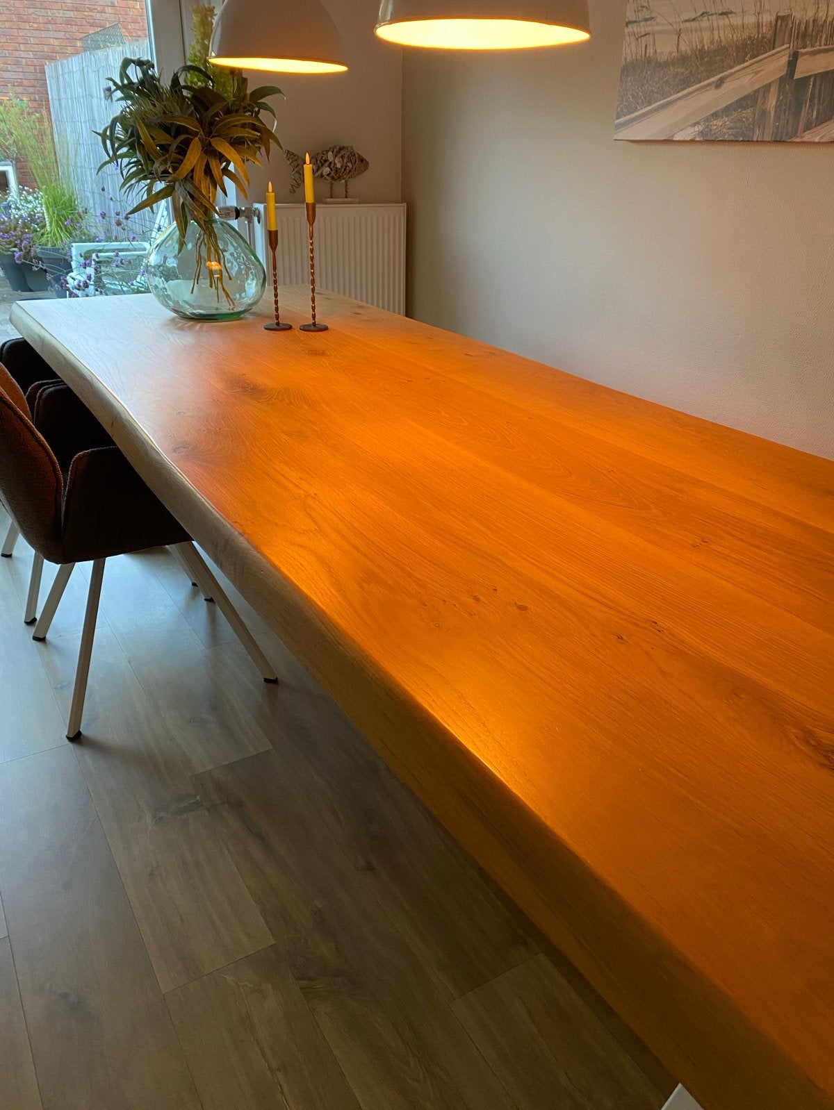 “Table du Sud” Eikenhouten eettafel met bank, 100 tot 150 cm, Eikenhout, 200 cm of meer, Ophalen of Verzenden