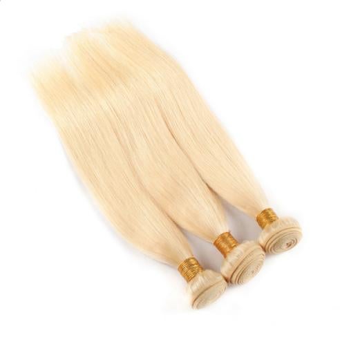 Blonde Brazilian Virgin Human Hair Extensions Steil Haar, Verzenden, Nieuw, Pruik of Haarverlenging