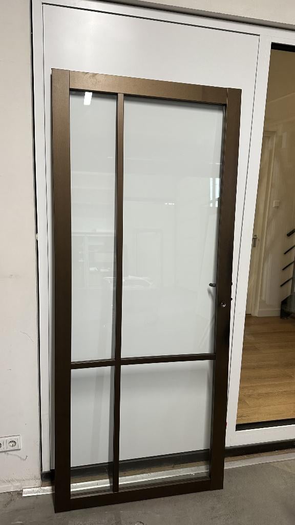 Bronzen deur blank glas NDB903 88.0 x 211.5 Opdek links, Binnendeur, Ophalen of Verzenden, Zo goed als nieuw, 200 tot 215 cm