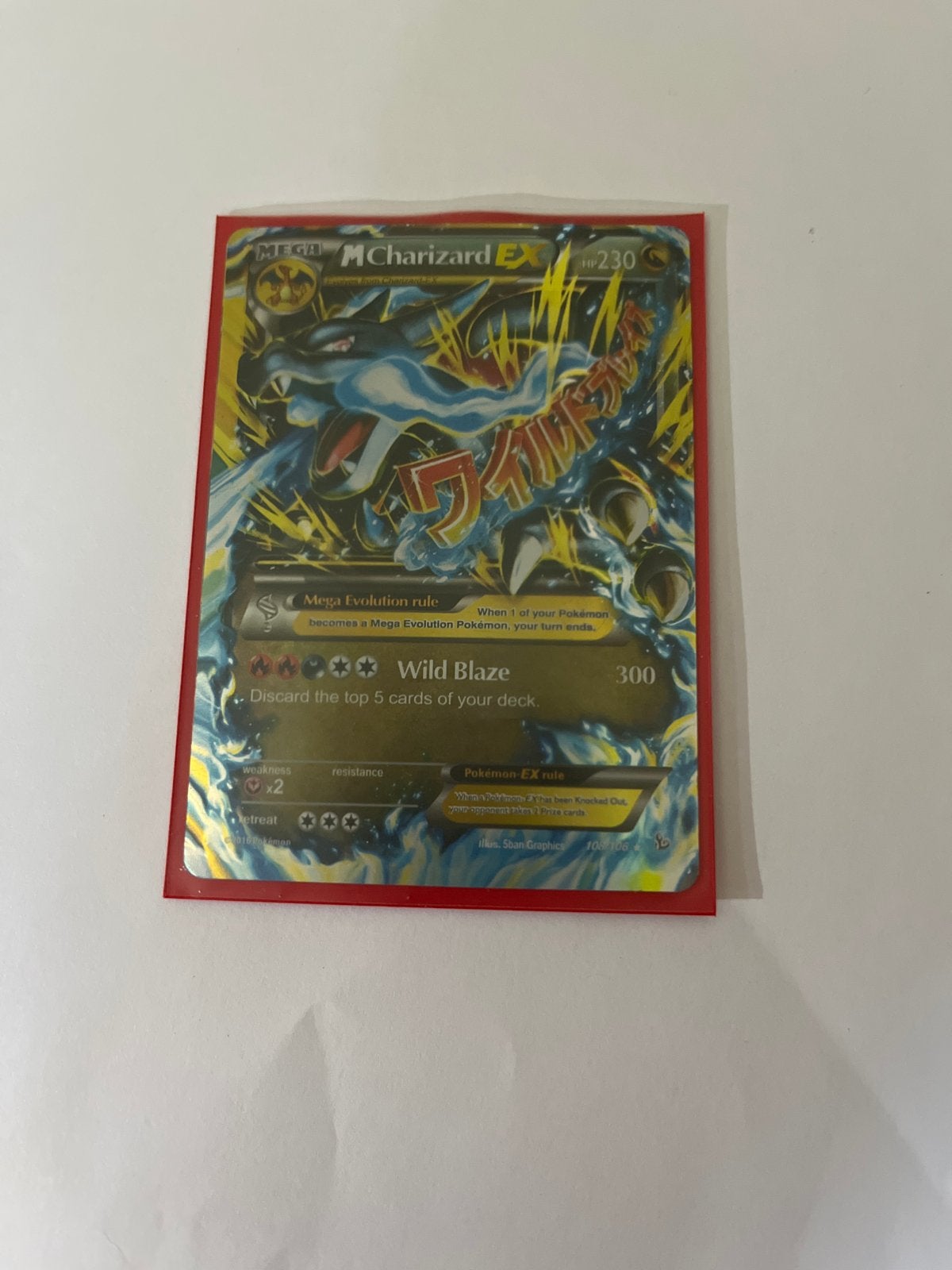 Mega M Charizard EX Pokémon kaart, Ophalen of Verzenden, Gebruikt, Losse kaart, Foil