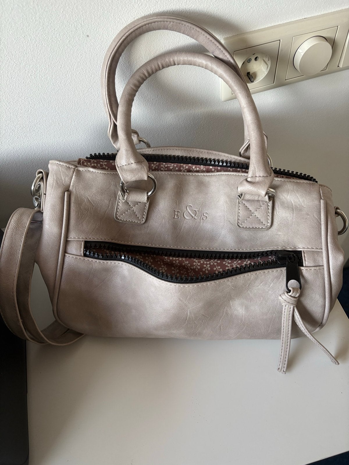 Stijlvolle E&S handtas - Zo goed als nieuw, Ophalen of Verzenden, Zo goed als nieuw, Beige, Handtas