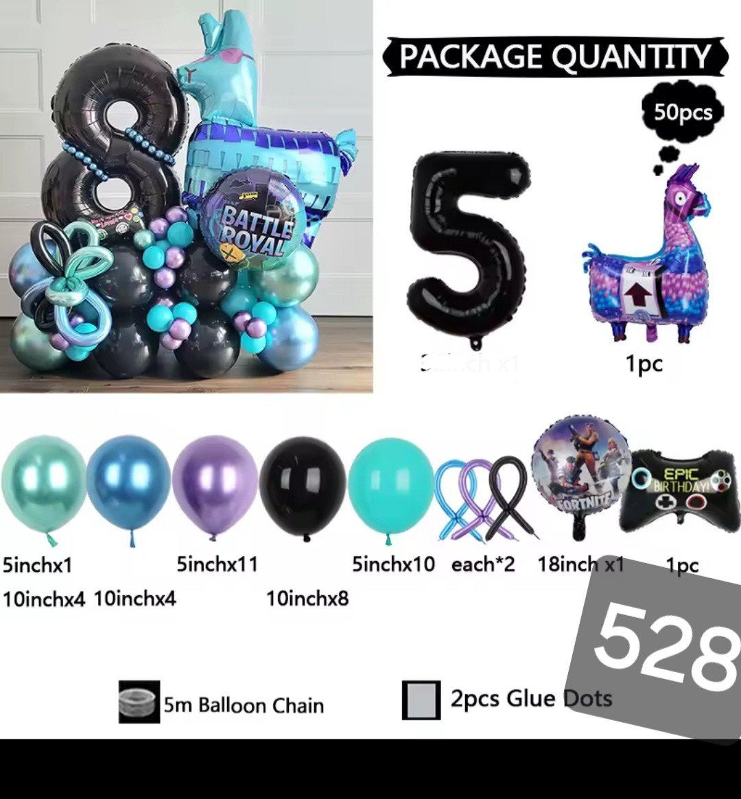 Fortnite Battle Royale Feest Ballonnen Set - Nieuw, Hobby en Vrije tijd, Feestartikelen, Ophalen of Verzenden, Nieuw, Versiering