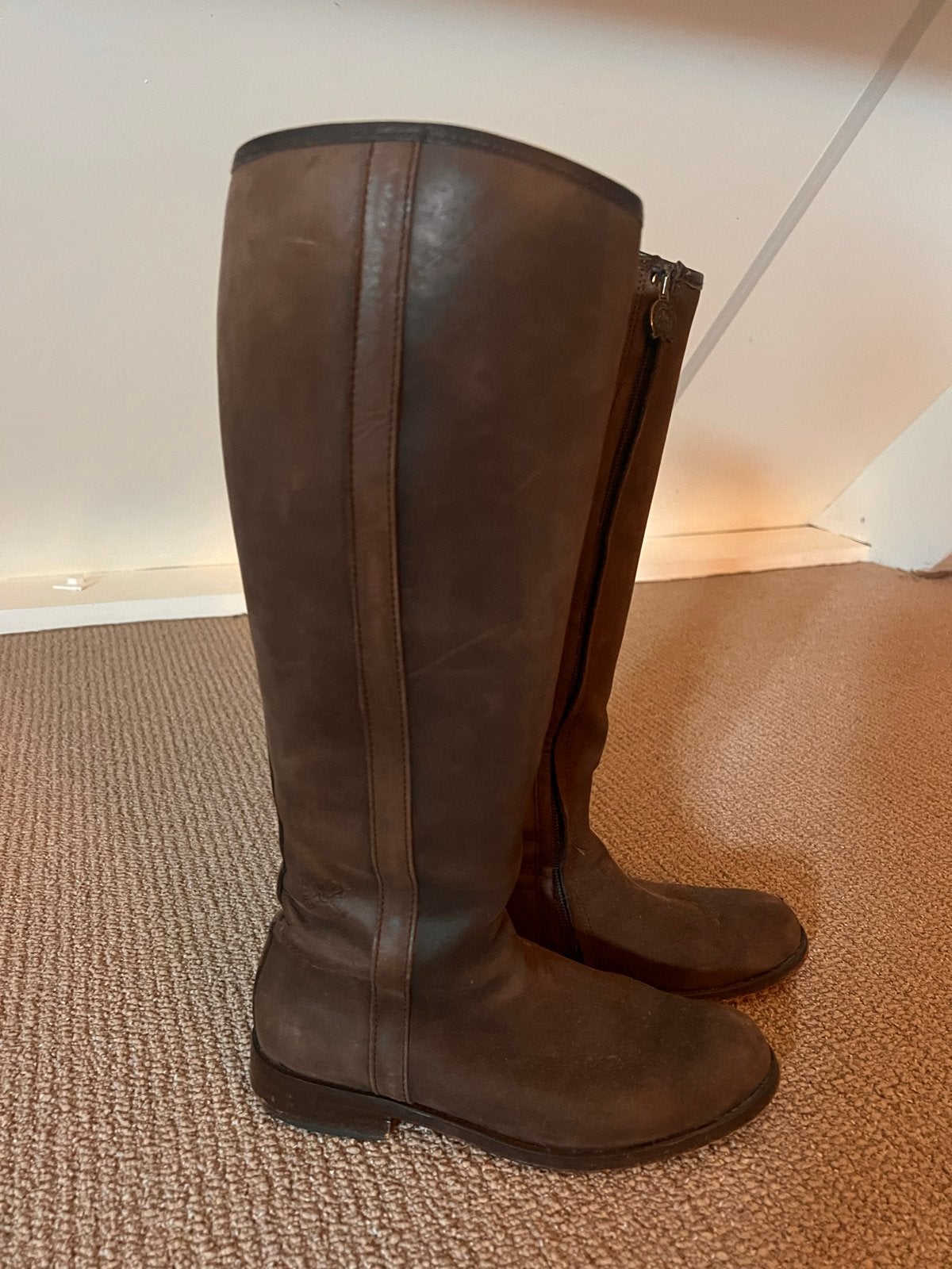 Bruine leren hoge laarzen - Maat 38 Dakota Boots, Ophalen of Verzenden, Gedragen, Bruin, Hoge laarzen