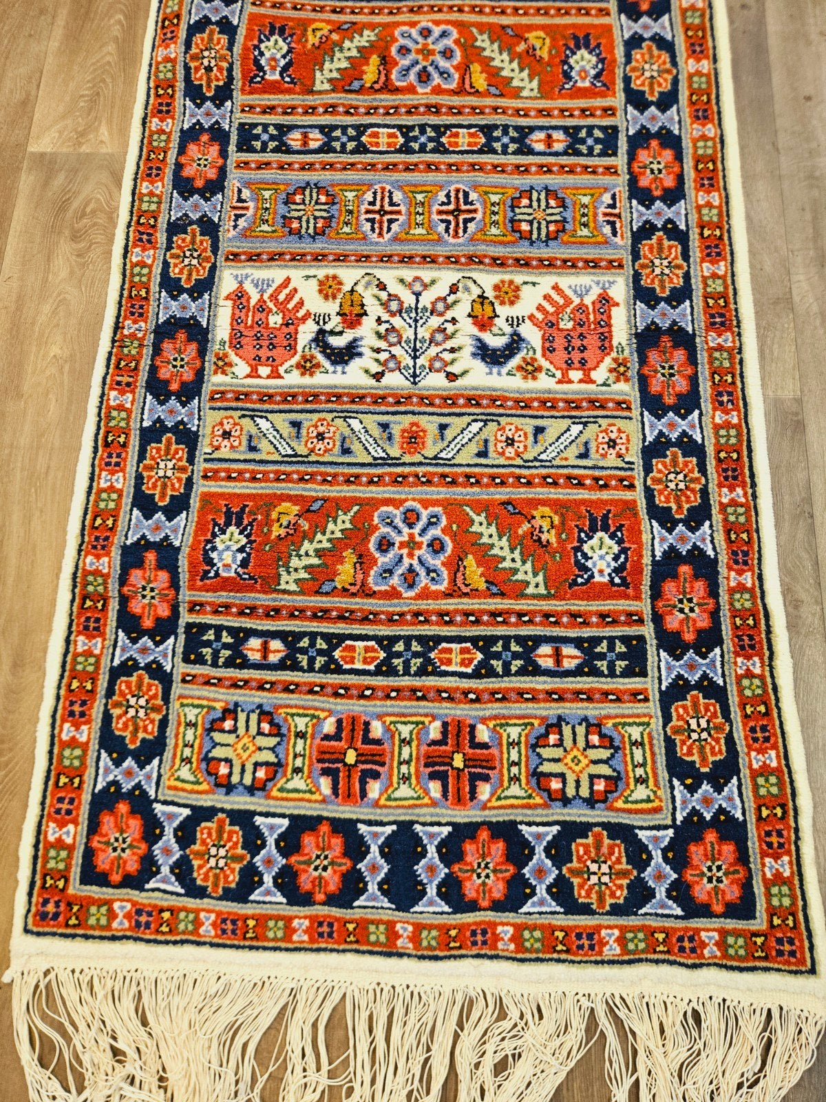 Perzisch Handgeknoopte Loper. Prachtige kleuren en patronen!, Perzisch, 200 cm of meer, Zo goed als nieuw, Rechthoekig