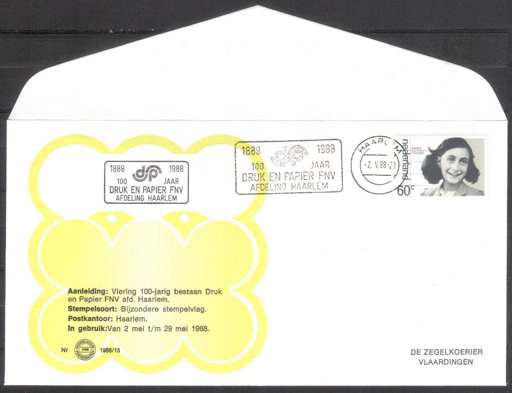 100 jaar Druk en Papier FNV afdeling Haarlem 1988, Verzenden, Envelop