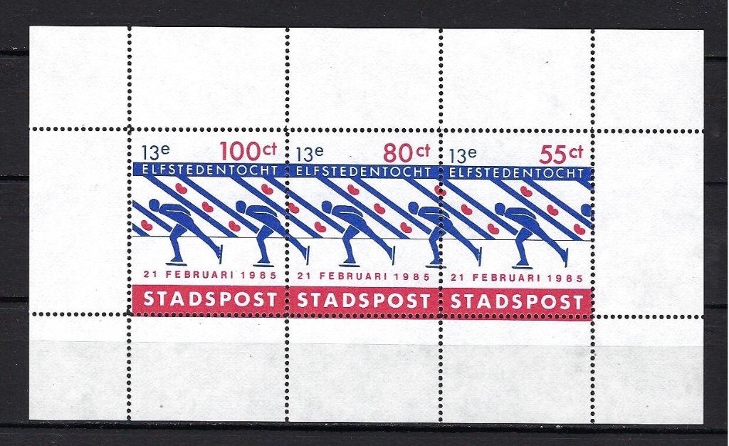STADSPOST 13e Elfstedentocht 21 febr. 1985, Postzegels en Munten, Ophalen of Verzenden, Na 1940, Postfris