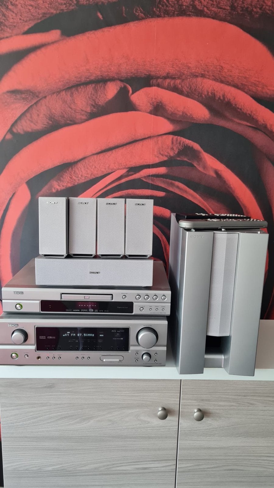 Denon Stereoset met tuner/versterker, CD speler, subwoofer, Gebruikt, Denon, Tuner of Radio, Losse componenten