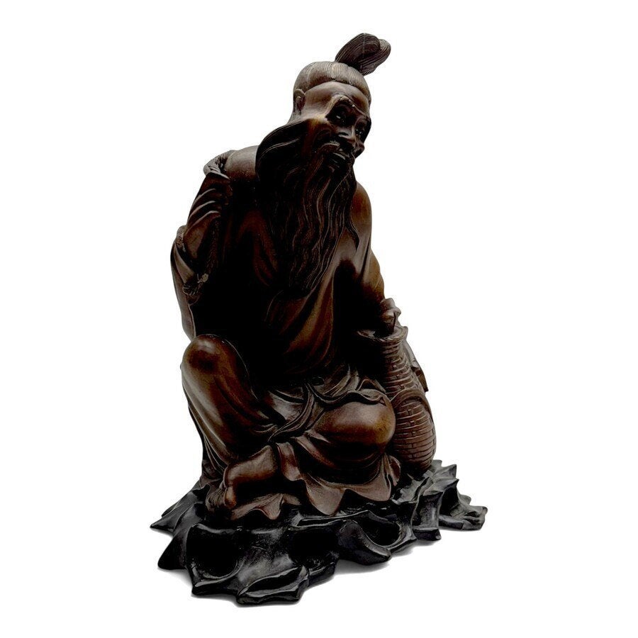 Een Chinees houten beeld, voorstelling van een visserman, Antiek en Kunst, Ophalen of Verzenden