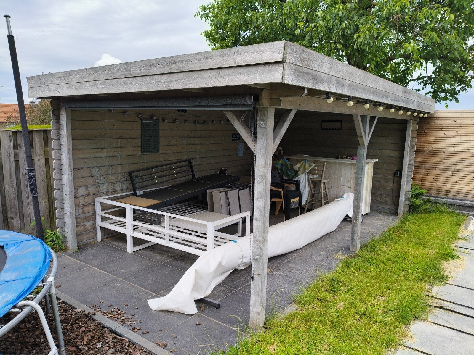 Houten overkapping met EPDM dak en barretje, Tuin en Terras, Overkappingen, Ophalen