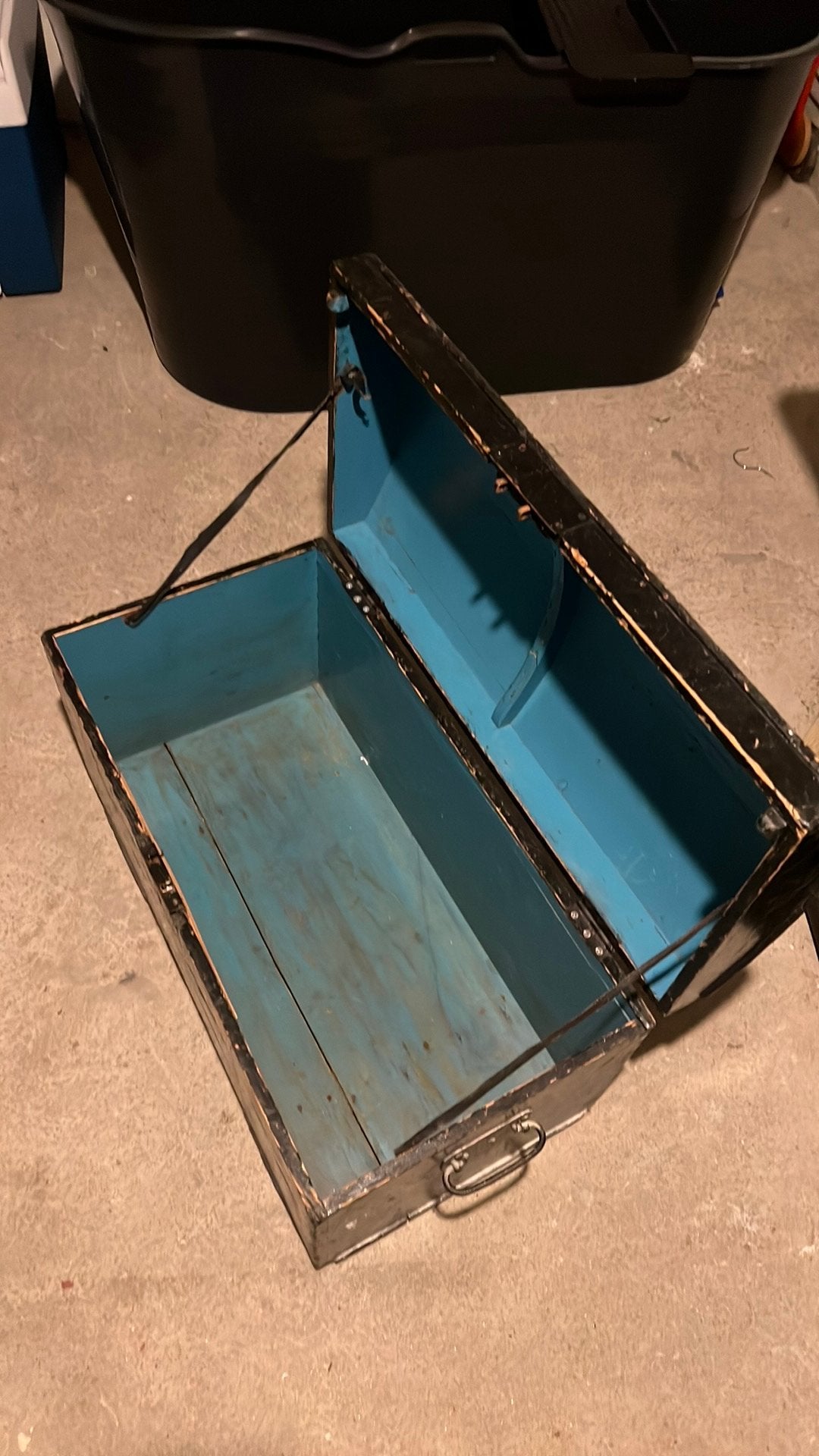 Antieke houten boekenkist, Ophalen, Minder dan 50 cm, Gebruikt, 50 tot 100 cm