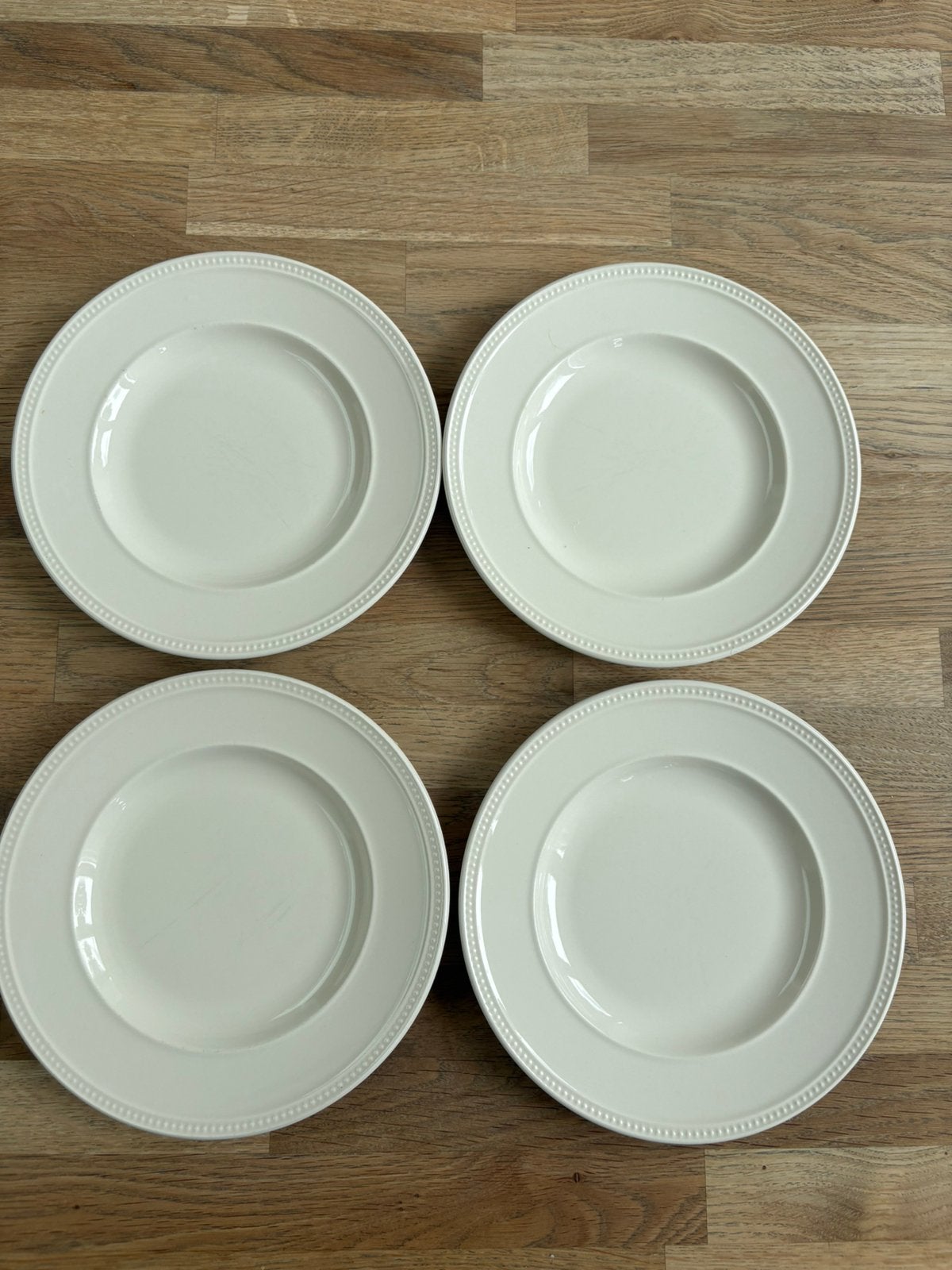 Wedgwood Windsor ontbijtborden met parelrand zonder ribbels, Antiek en Kunst, Ophalen of Verzenden