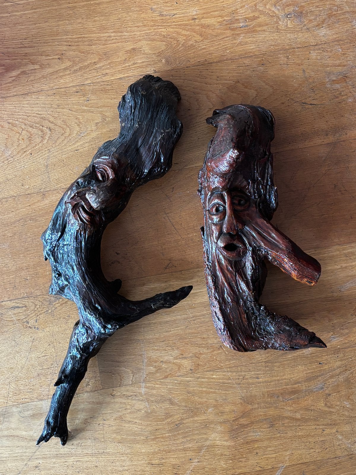 Handgesneden houten boomgeesten / wortelhout kunst, Ophalen