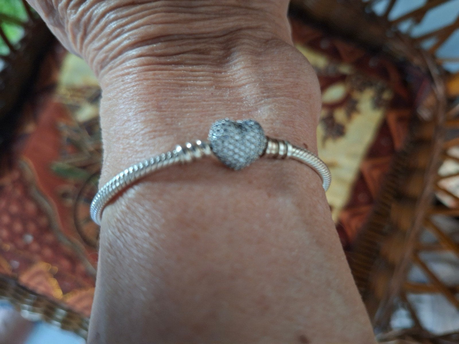 Nieuw!PANDORA zilv/925 Hart&Pavé Snake Chain armband 17,5 cm, Ophalen of Verzenden, Nieuw, Zilver, Met kristal