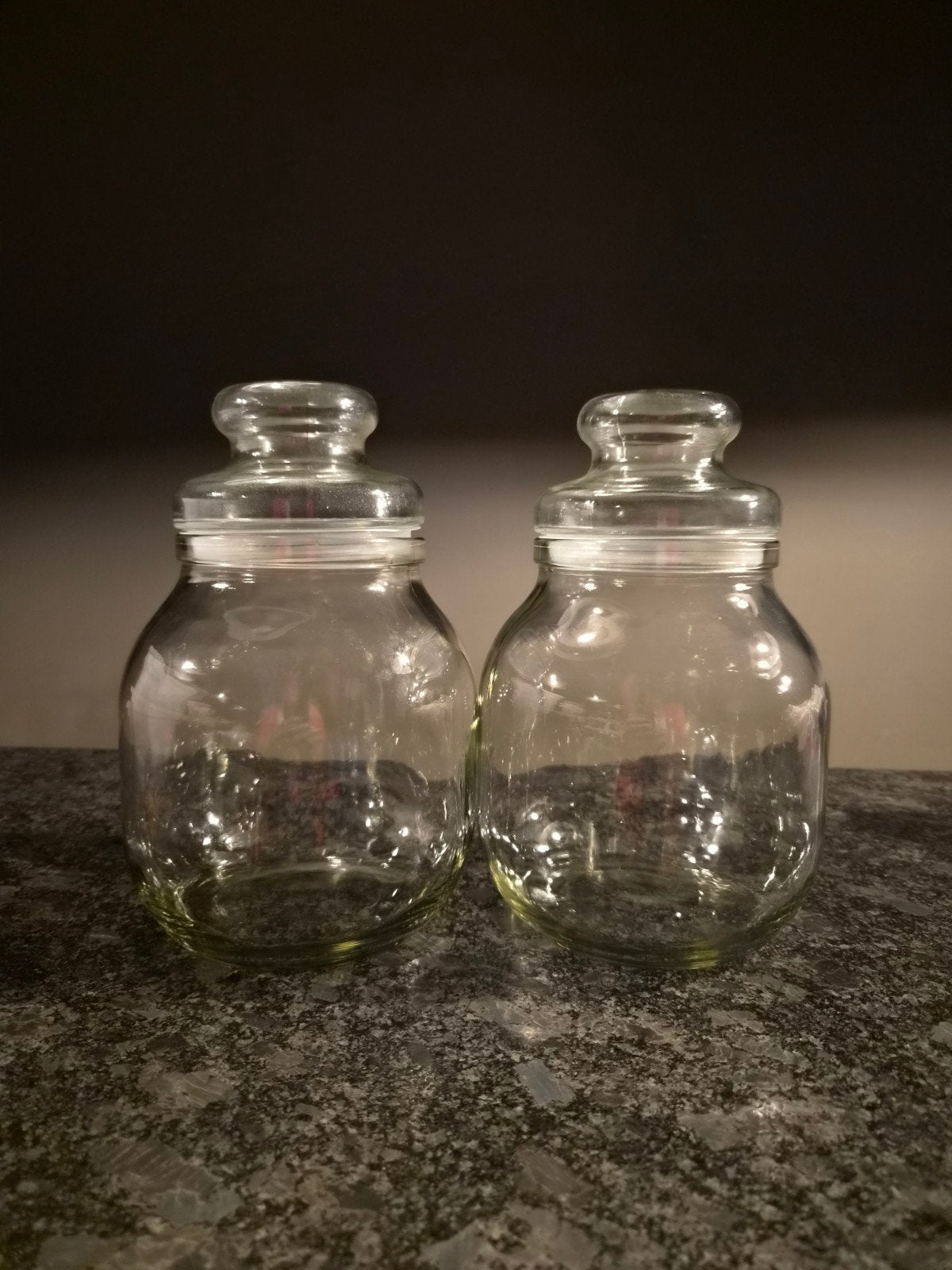 Set van 2 glazen voorraadpotten met deksel, Huis en Inrichting, Voorraadpot, Ophalen, Nieuw, Glas