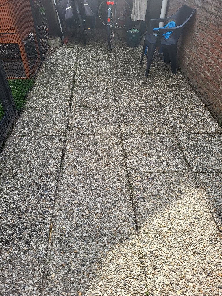 Ca. 100 m2 vintage grindtegel wit/grijs, Tuin en Terras, Ophalen, Gebruikt, Klinkers, 10 m² of meer