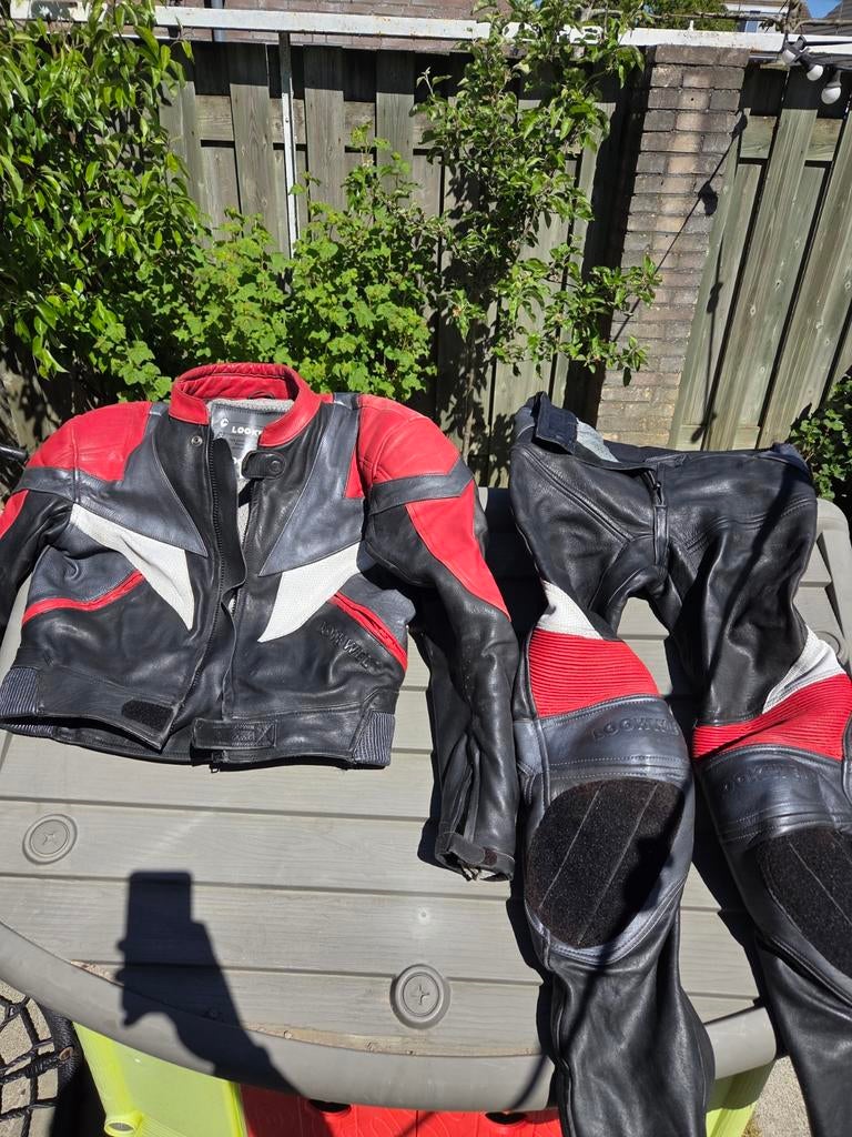 Lookwell leren / lederen motorpak (jas en broek) maat L, Motoren, Ophalen of Verzenden, Tweedehands, Combipak