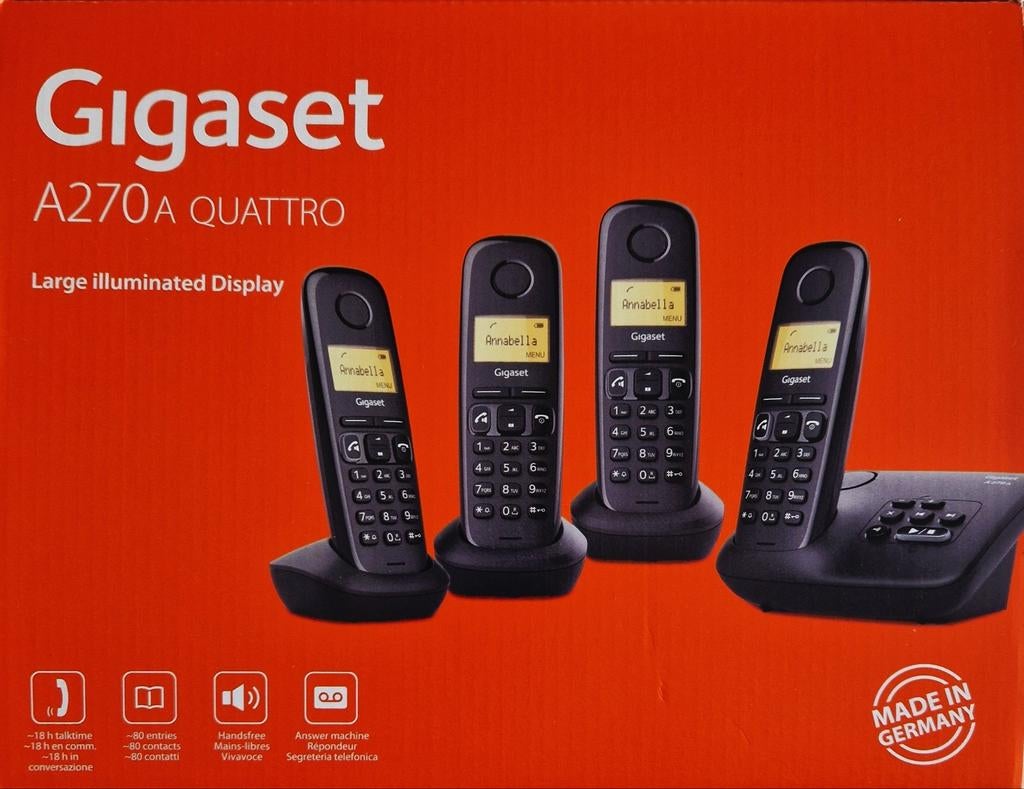 Huistelefoon Gigaset A270A QUATTRO - vier+ antwoordapparaat, Telecommunicatie, Vaste telefoons | Handsets en Draadloos, Ophalen of Verzenden