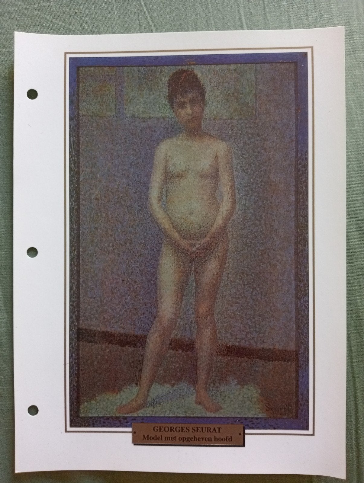 Offset Prent Georges Seurat - Model met opgeheven hoofd, Ophalen of Verzenden, Portret, Overige technieken, 1950 - 1999