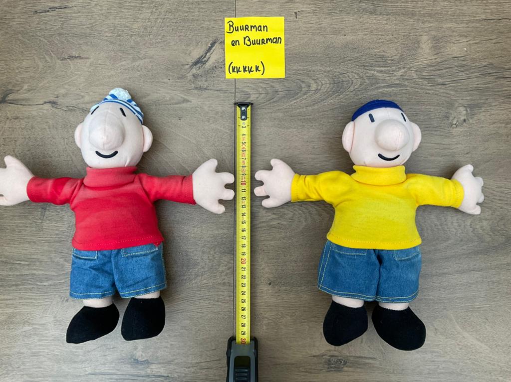 2 zgan gebruikte,verkleurde Buurman en Buurman knuffels 25cm, Ophalen, Overige figuren, Gebruikt, Beeldje of Figuurtje
