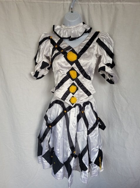 Leuke 4 delige zwart wit gele harlekijn mt XS, Carnaval, ., Ophalen of Verzenden, Maat 34 (XS) of kleiner