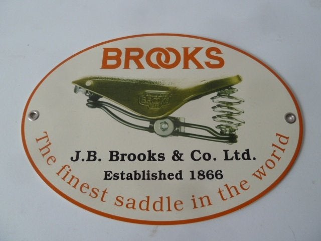 reclamebord BROOKS fiets zadel antieke fiets oldtimer, Verzamelen, Ophalen of Verzenden, Gebruikt, Reclamebord