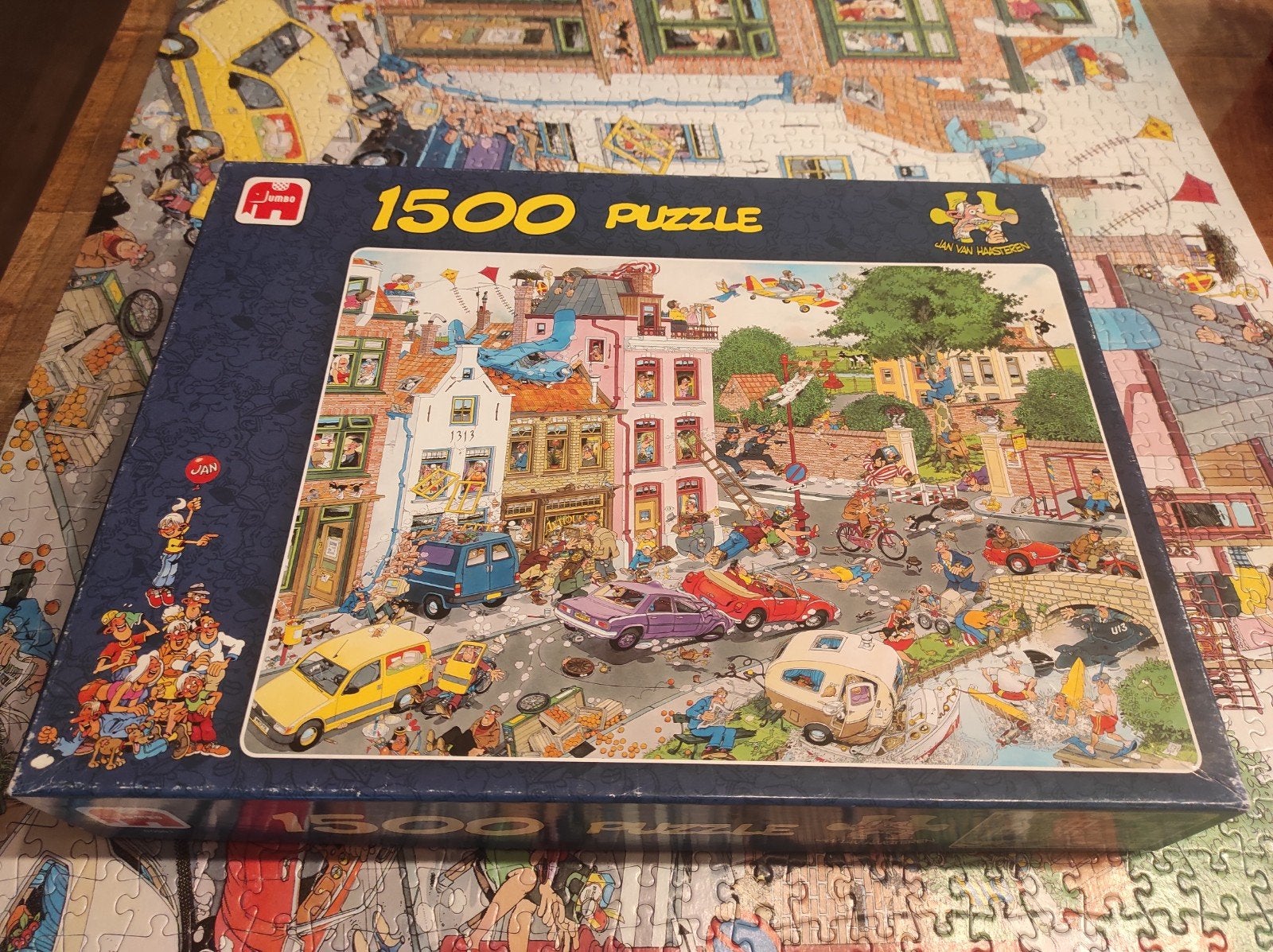 Jan van Haasteren Puzzel - vrijdag de 13e - 1500 stukjes, Ophalen of Verzenden, 500 t/m 1500 stukjes, Gebruikt, Legpuzzel